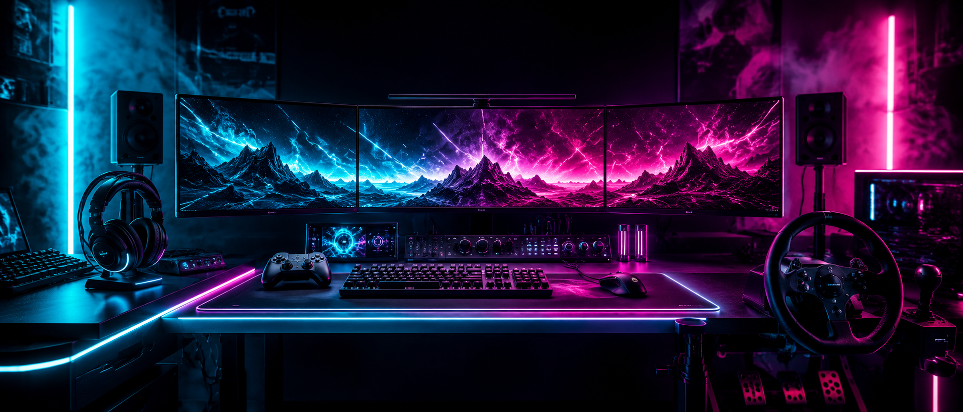 Premium gaming battlestation with shoppable products