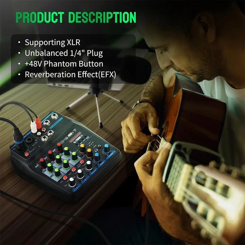 Four-Channel Bluetooth Audio Mixer Console