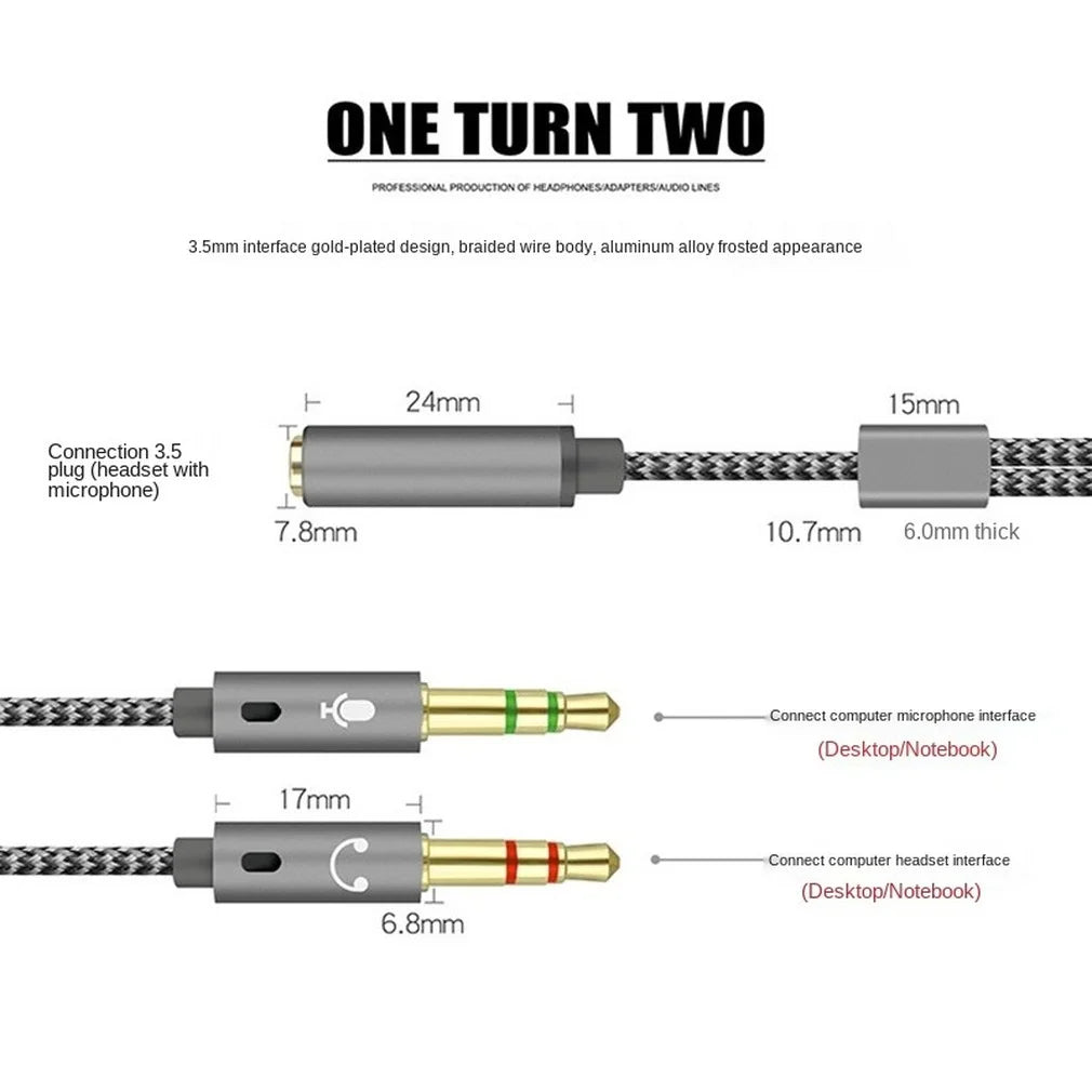 3.5mm Headset Microphone Splitter Cable