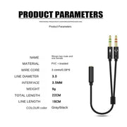 3.5mm Headset Microphone Splitter Cable