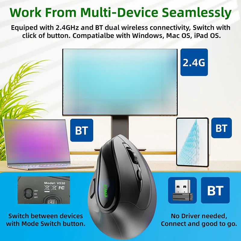 4000DPI Ergonomic Vertical Wireless Mouse