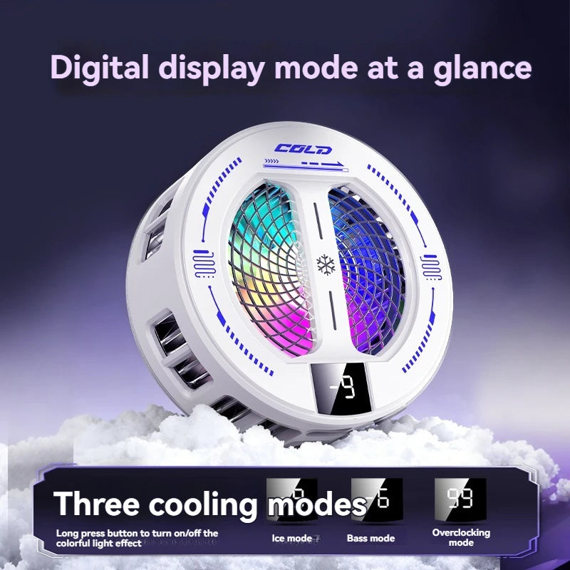 NEW Semiconductor Magnetic Clip Phone Cooler with Digital Display Temperature RGB Lights Compatible for Iphone Samsung Xiaomi