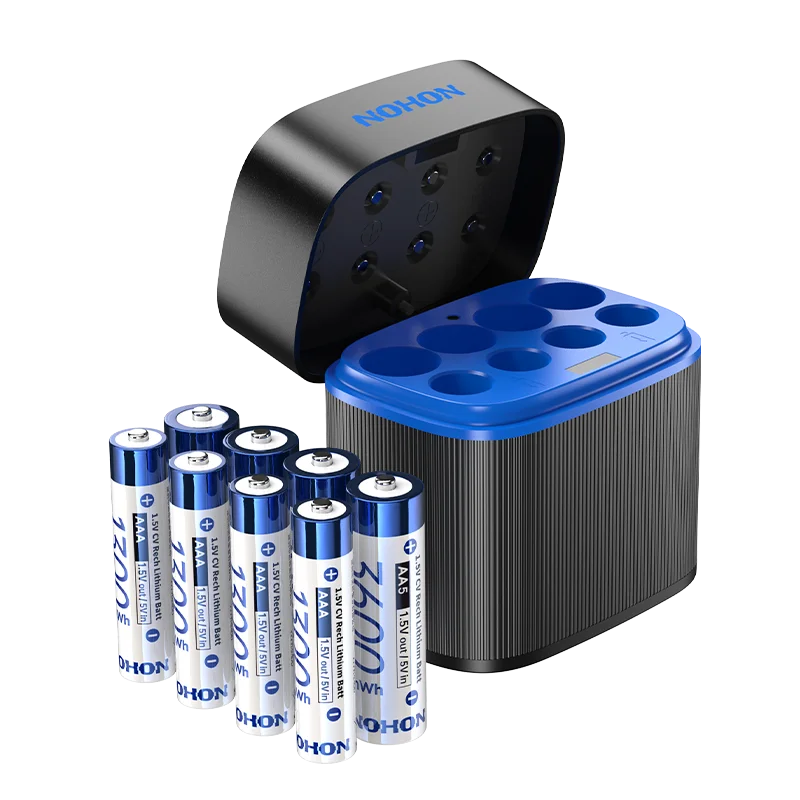 NOHON 1.5V Li-ion Rechargeable AA Batteries Bulk 3600mWh High Capacity Long Lasting AA AAA Battery Charging Battery Charger