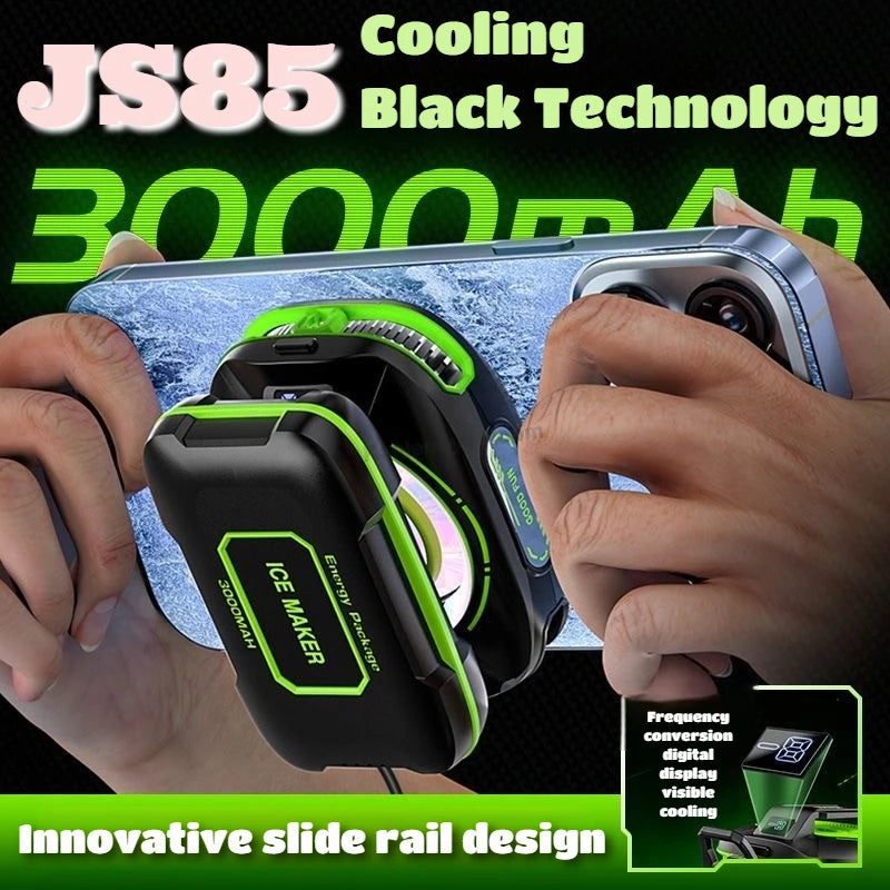 NEW JS85 Phone Silent Cooler Semiconductor Magnetic/ Back-clip Ice Freeze Cooling Radiator with 3000mAh Battery 3 Gears Display