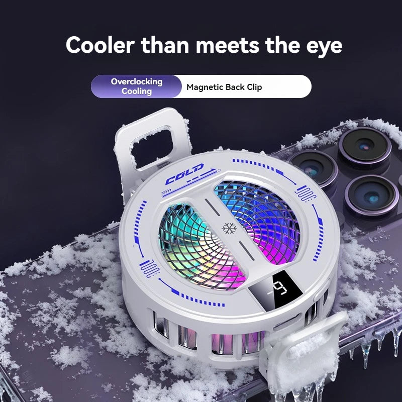 NEW Semiconductor Magnetic Clip Phone Cooler with Digital Display Temperature RGB Lights Compatible for Iphone Samsung Xiaomi