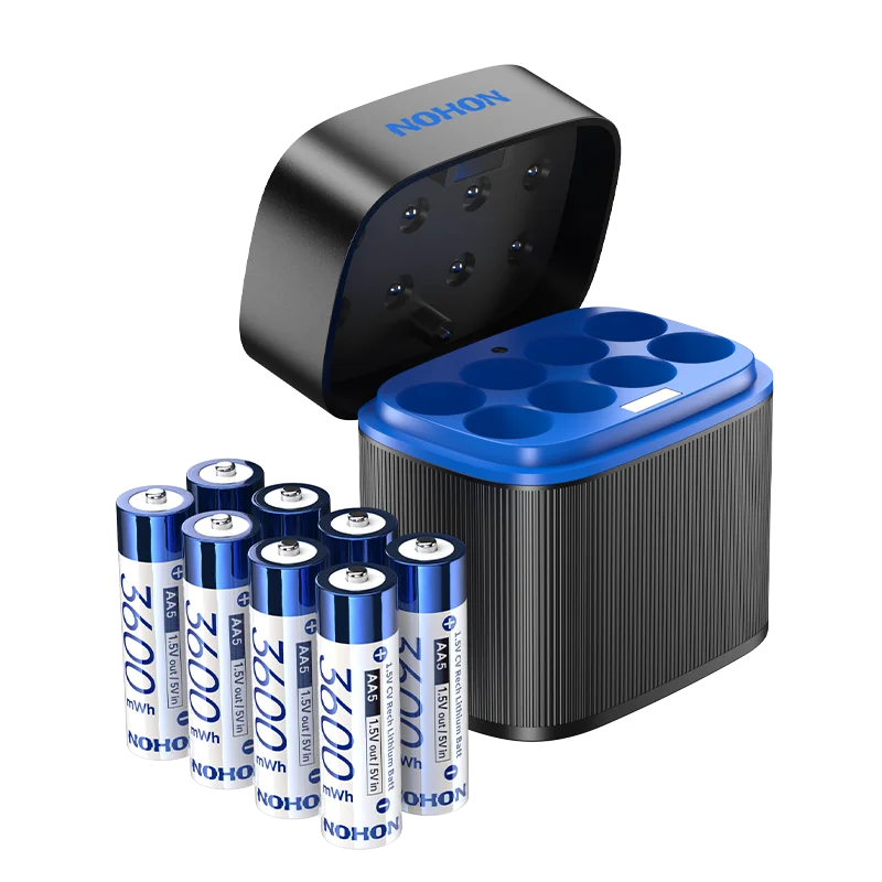 NOHON 1.5V Li-ion Rechargeable AA Batteries Bulk 3600mWh High Capacity Long Lasting AA AAA Battery Charging Battery Charger