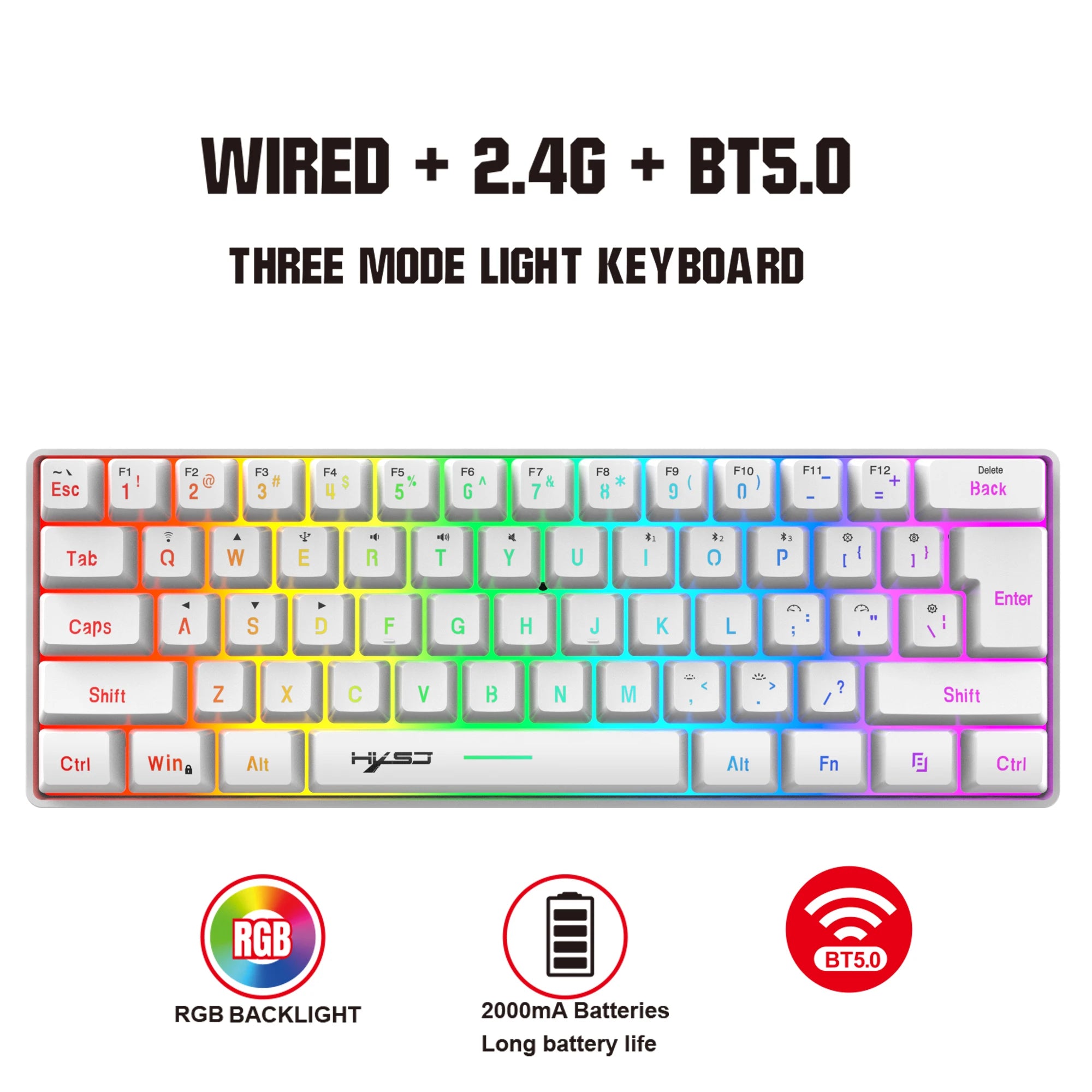 61-Key Tri-Mode Wireless Gaming Keyboard