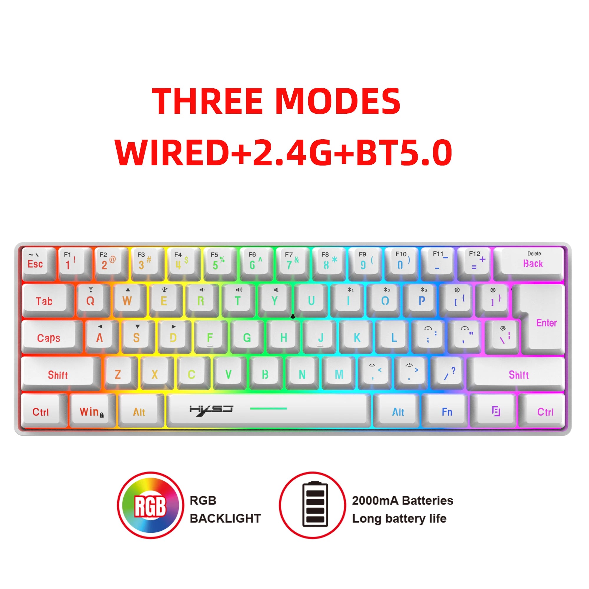 61-Key Tri-Mode Wireless Gaming Keyboard