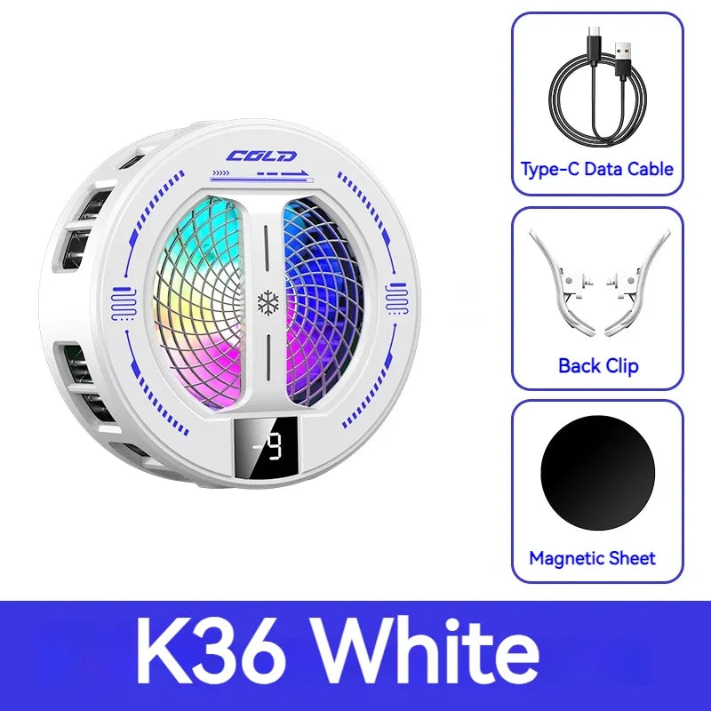 NEW Semiconductor Magnetic Clip Phone Cooler with Digital Display Temperature RGB Lights Compatible for Iphone Samsung Xiaomi
