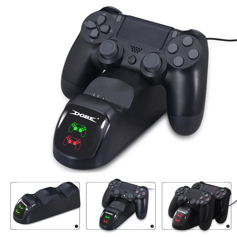 PS4 Controller Charger Dock,P4 Dual Controller Charging Station, PS4 Controller Accessories Black