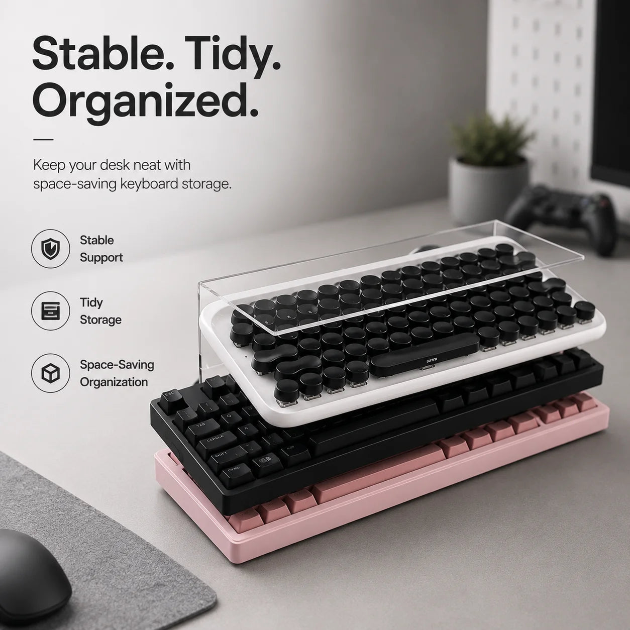 Three-Tier Acrylic Keyboard Display Stand