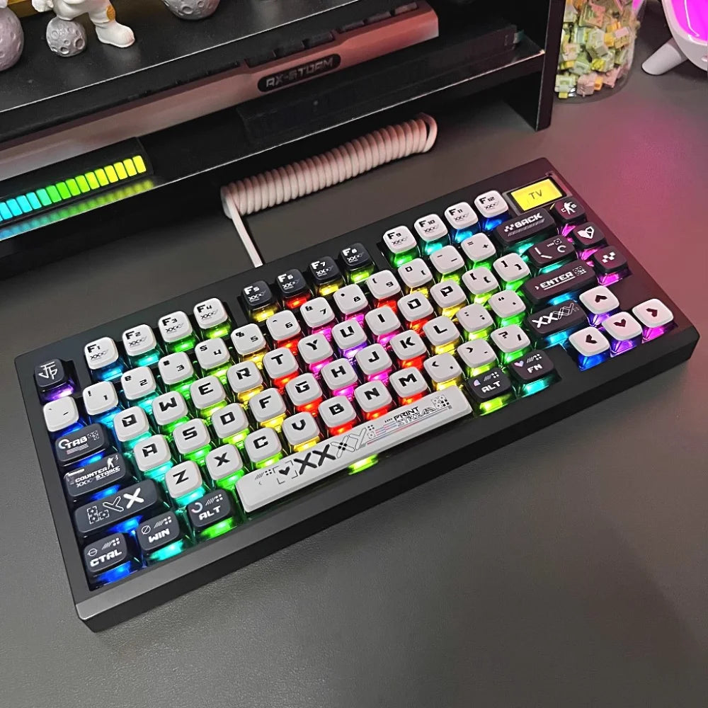 125-Key Transparent Anime Pudding Keycaps