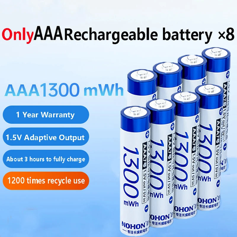 NOHON 1.5V Li-ion Rechargeable AA Batteries Bulk 3600mWh High Capacity Long Lasting AA AAA Battery Charging Battery Charger