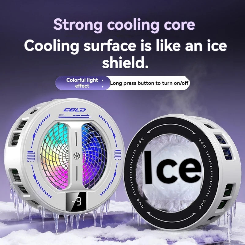 NEW Semiconductor Magnetic Clip Phone Cooler with Digital Display Temperature RGB Lights Compatible for Iphone Samsung Xiaomi