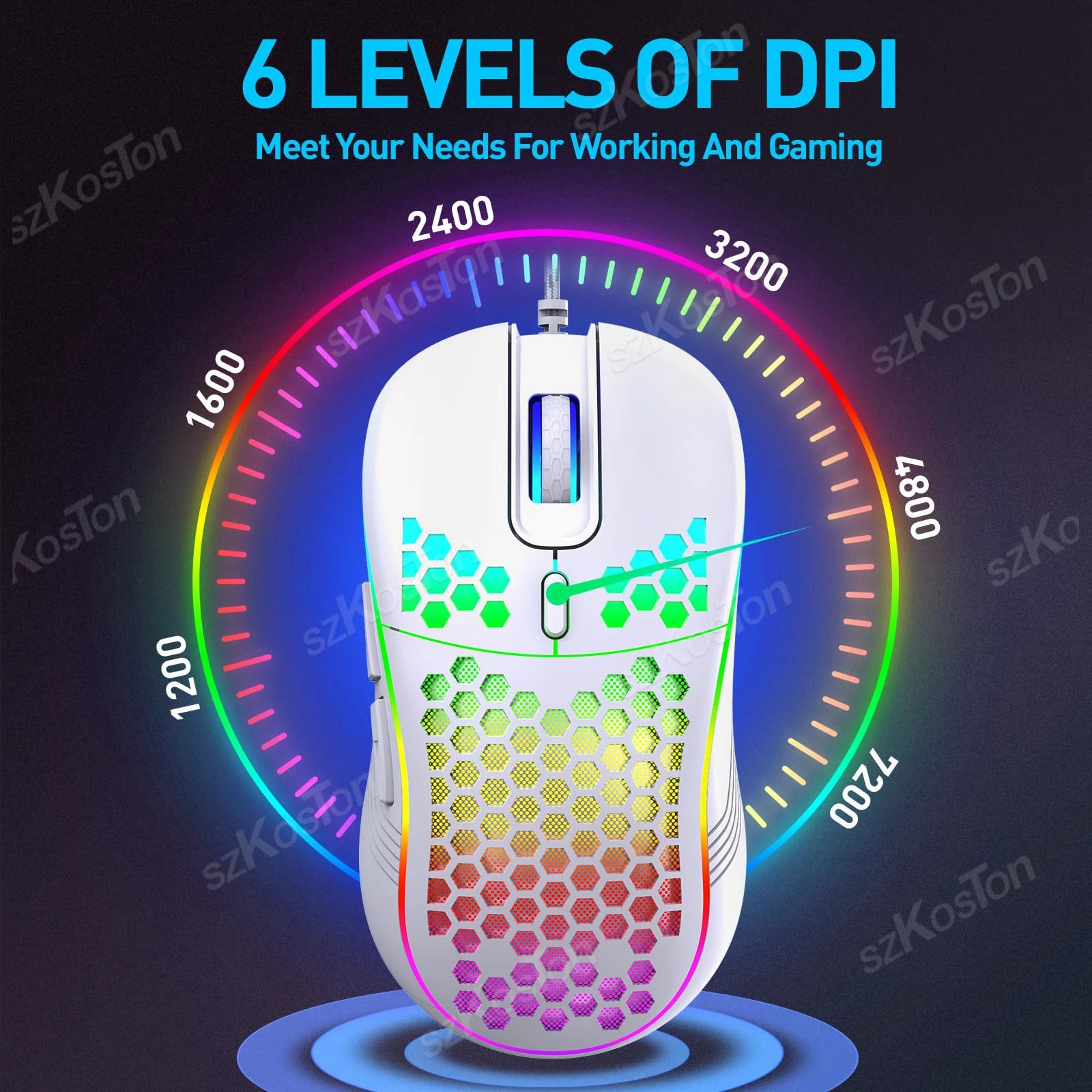 7200DPI Honeycomb RGB Gaming Mouse