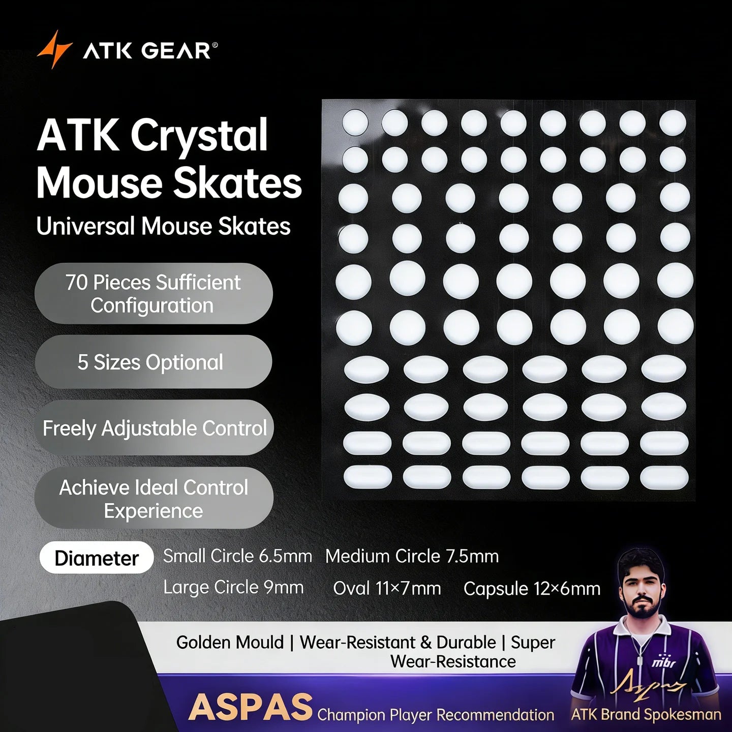 ATK PTFE Universal Mouse Skates