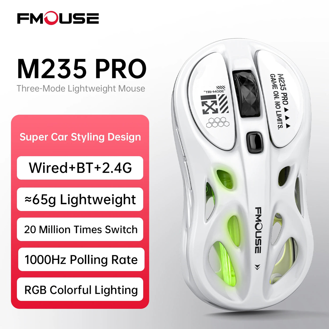 Tri-Mode Rechargeable RGB Gaming Mouse