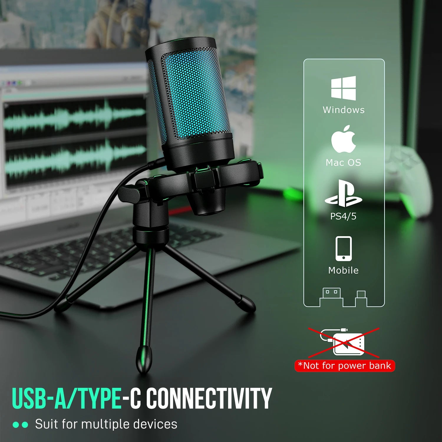 FIFINE A2 RGB Gaming Microphone