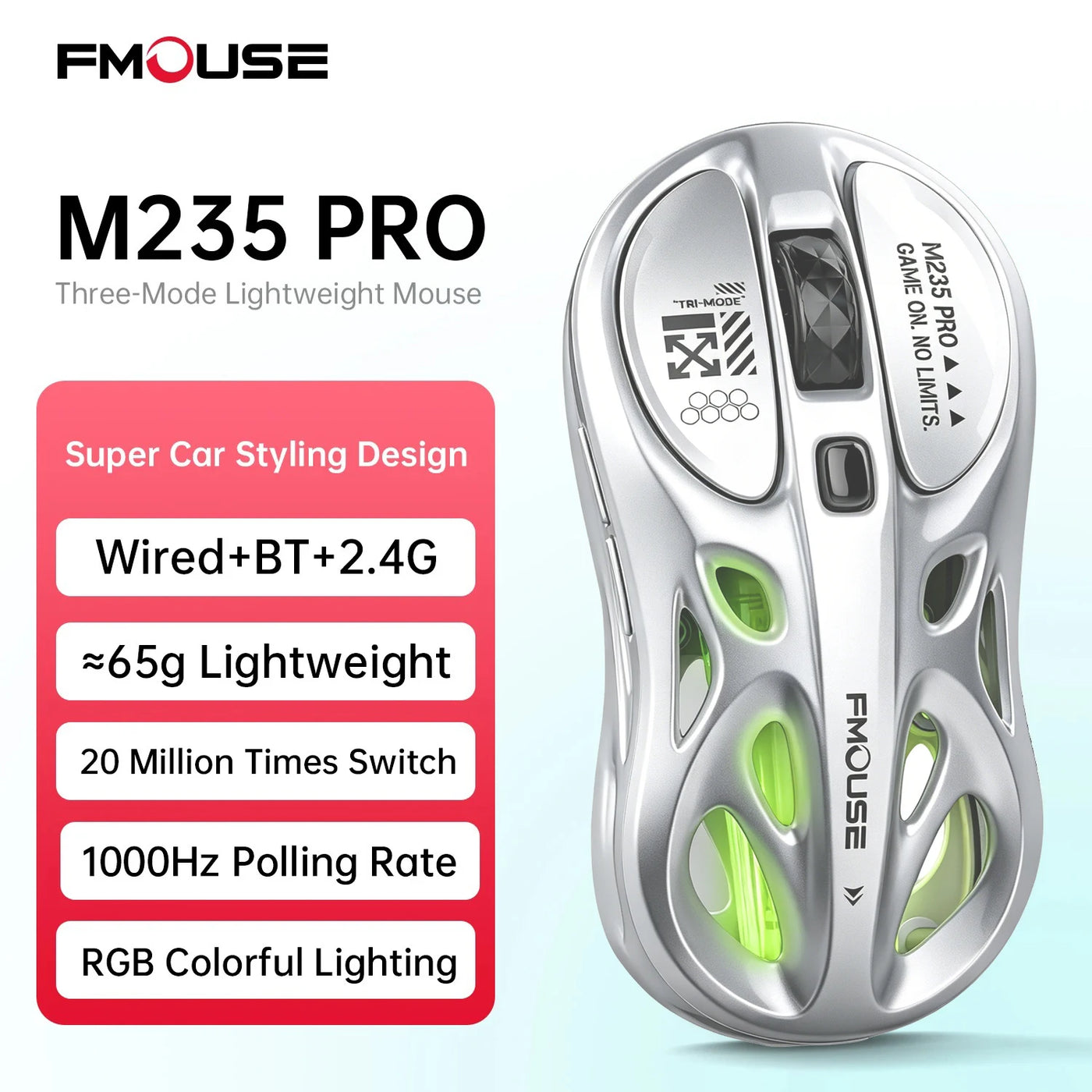 Tri-Mode Rechargeable RGB Gaming Mouse