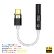 USB Type C to 3.5 mm Jack Adapter Headphone Amp HiFi DAC USB C Audio AUX Converter Decoder CX31993 MAX97220 PCM 32Bit 384KHz