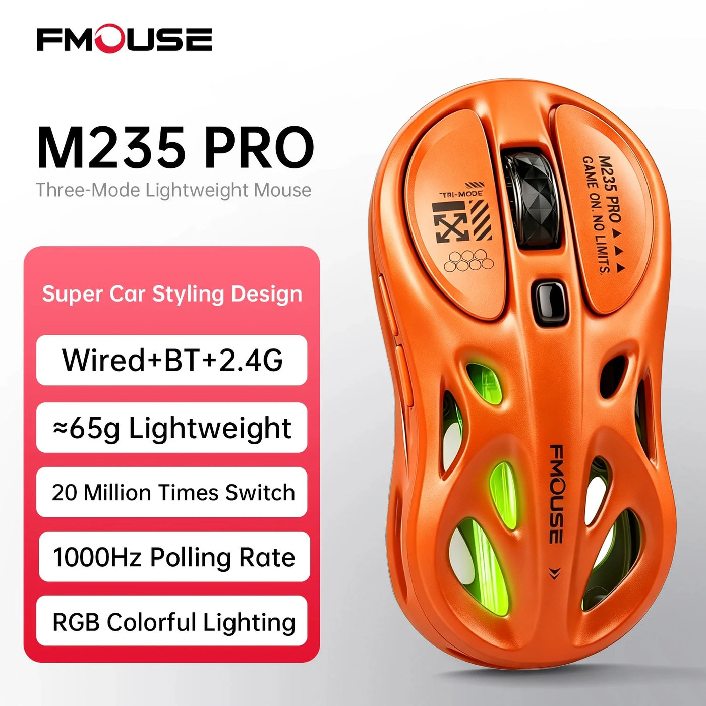 Tri-Mode Rechargeable RGB Gaming Mouse