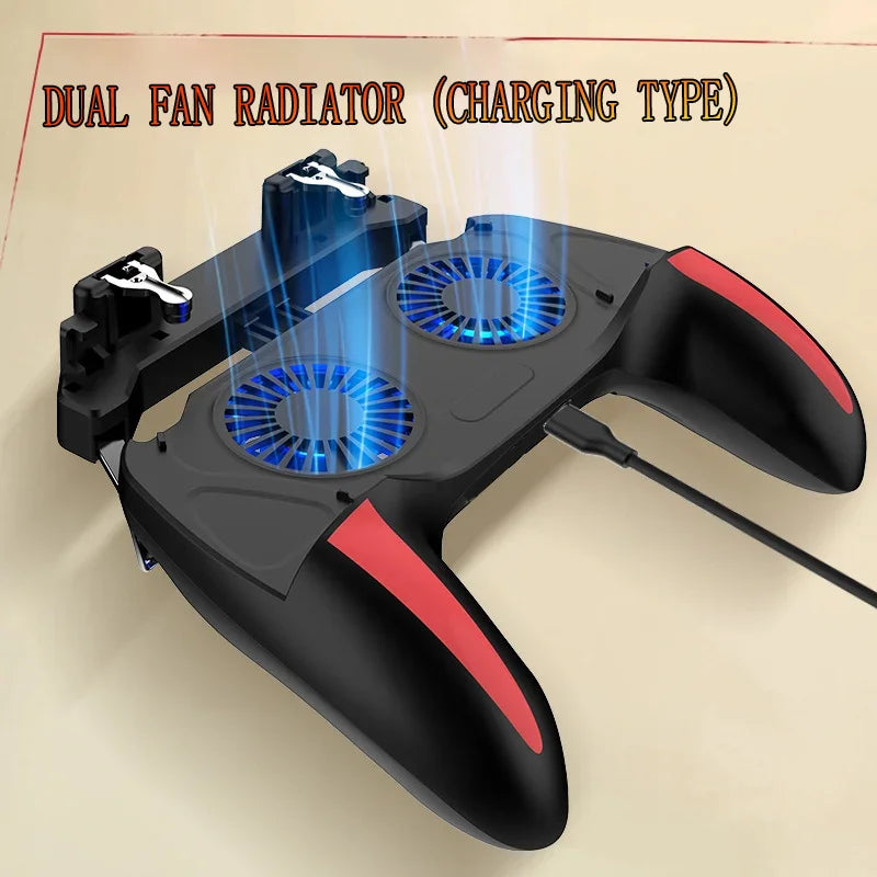 H10 Gaming Handheld Grip Game Controller Joystick Gamepad For Pubg Trigger Cooling Fan Cooler Phone 5000mAh Battery/USB Powered