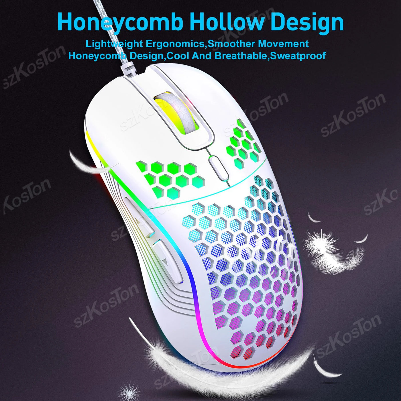 7200DPI Honeycomb RGB Gaming Mouse