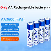 NOHON 1.5V Li-ion Rechargeable AA Batteries Bulk 3600mWh High Capacity Long Lasting AA AAA Battery Charging Battery Charger